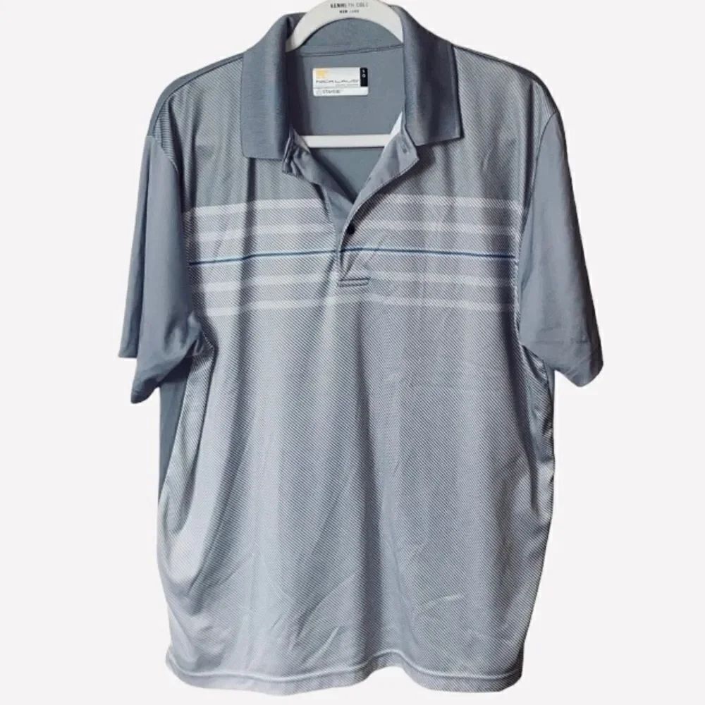 Jack Nicklaus Men’s Sz Lrg Slate Blue Grey Stay Dri Golf Athletic Polo Shirt